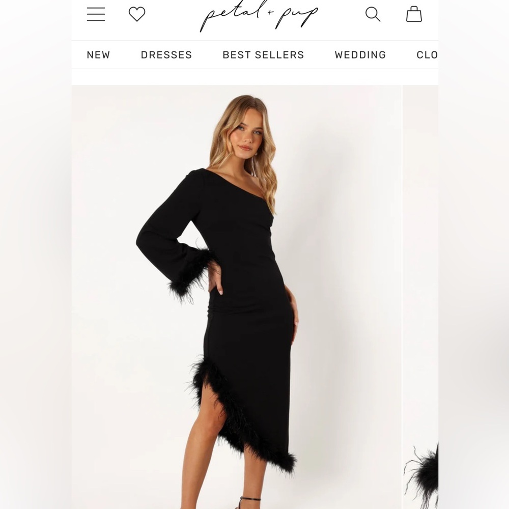 Petal and Pup Dame One Should Feather Midi Dress